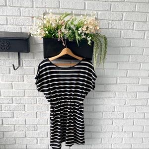 Legend Black Striped Dress With Pockets & Low Back Size Small